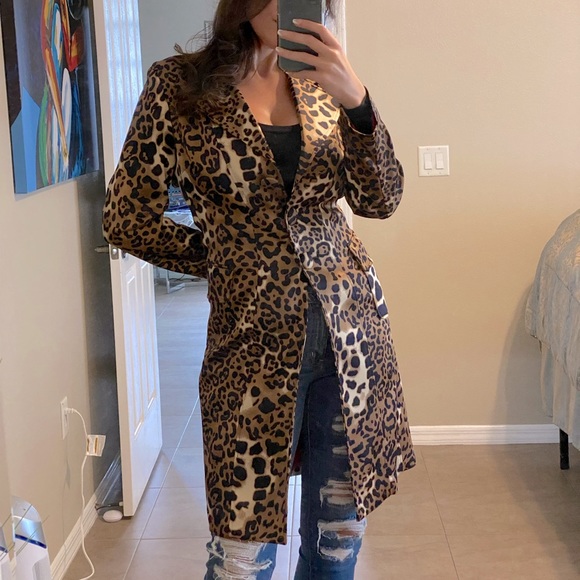 CACHE’ Leopard Print Trench Coat - Picture 1 of 6